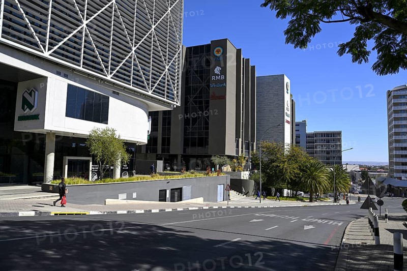 Modern Nedbank building on Fidel Castro Street, Windhoek, Khomas region, Namibia