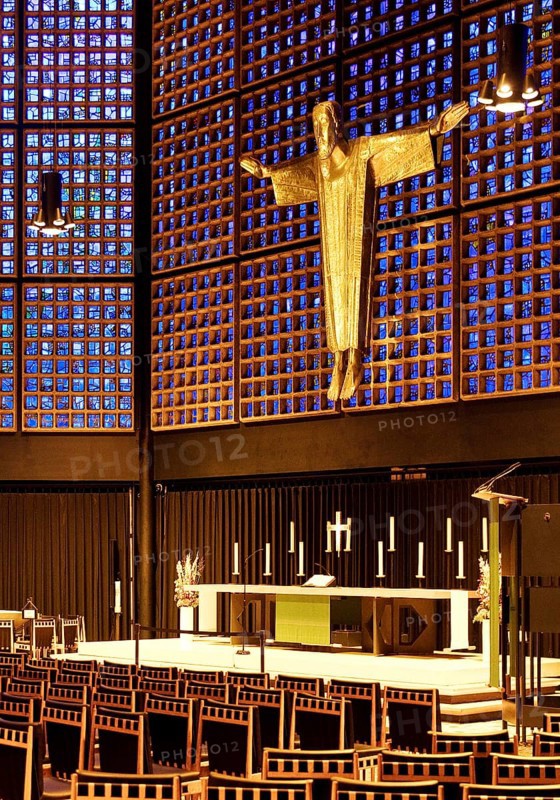 Kaiser Wilhelm Memorial Church, interior of the New Church with Resurrection Christ, Berlin, Germany