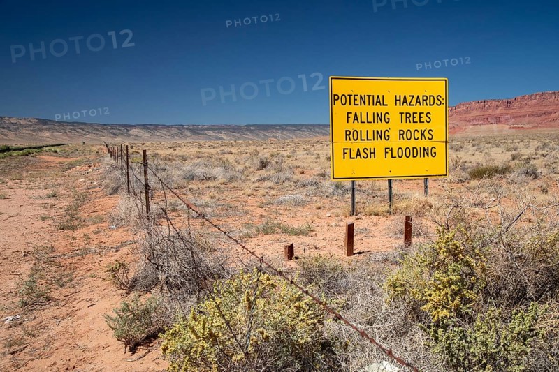 Jacob Lake, Arizona - A roadside sign warns of the hazards motorists may face as they approach the burn zone of the White Sage and Dragon Bravor fires. Burned trees from the Dragon Bravo Fire. The wildfires burned 200, 000 acres on the north rim of the Grand Canyon and in Kaibab National Forest