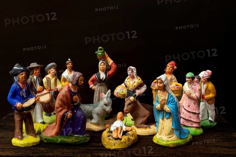 Traditional Provençal terracotta Santons figurines displayed for a crib in France showcasing local craftsmanship and heritage