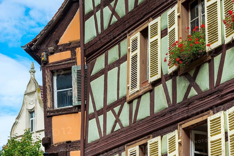 Historic half-timbered houses in the old town centre of Colmar, France