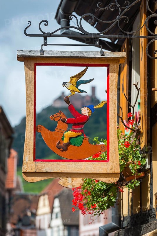 Guild sign of a toy shop in the old town centre of Ribauvillè