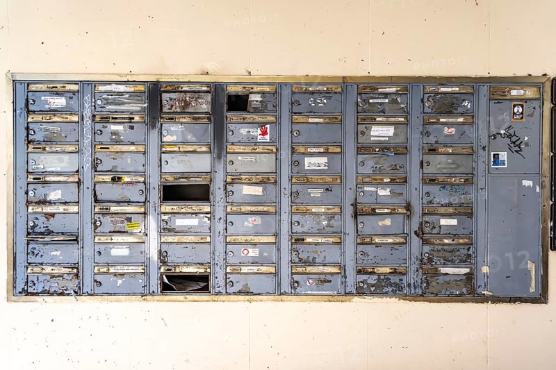 Letterbox system on a block of flats. Stuttgart, Baden-Württemberg, Germany