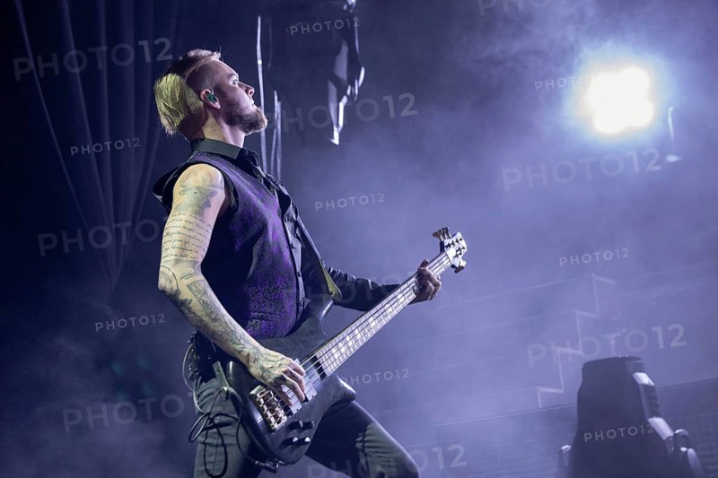 Ilja John Lappin, bass player, Mono Inc., Dark-Rock Band, D, live on Live 2025 Tour at Columbiahalle Berlin on 10 October 2025