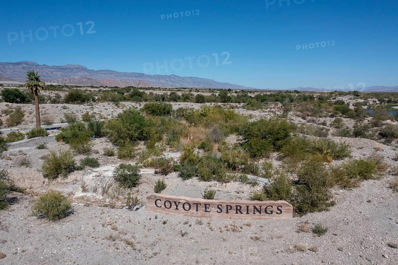 Coyote Ssprings - The Coyote Springs golf course in the Nevada desert. The Jack Nicklaus-designed course was originally to be surrounded by a planned community of 160, 000 homes. The golf course opened in 2006 but the homes were never built
