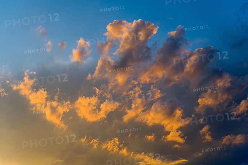 Dramatic clouds in the light of a sunset, colourful and atmospheric, Ararat Province, Armenia