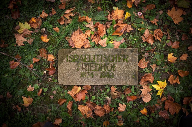 Jewish cemetery, Jewish cemetery, Hoppenlauf cemetery, oldest preserved cemetery in Stuttgart, autumn leaves, autumn, autumnal, Baden-Württemberg, Germany