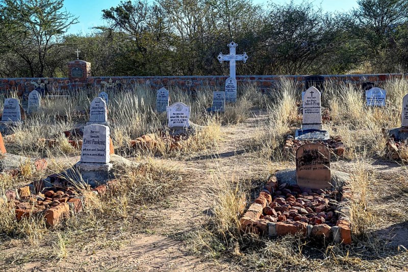 Graves at the German military cemetery at Waterberg, Otjozondjupa region, Namibia