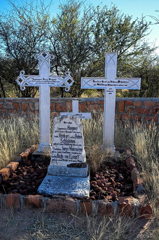 Graves at the German military cemetery at Waterberg, Otjozondjupa region, Namibia