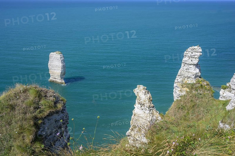 Aiguille de Belval, hike from Etretat to Yport along the chalk cliff coast, Département Seine-Maritime, France