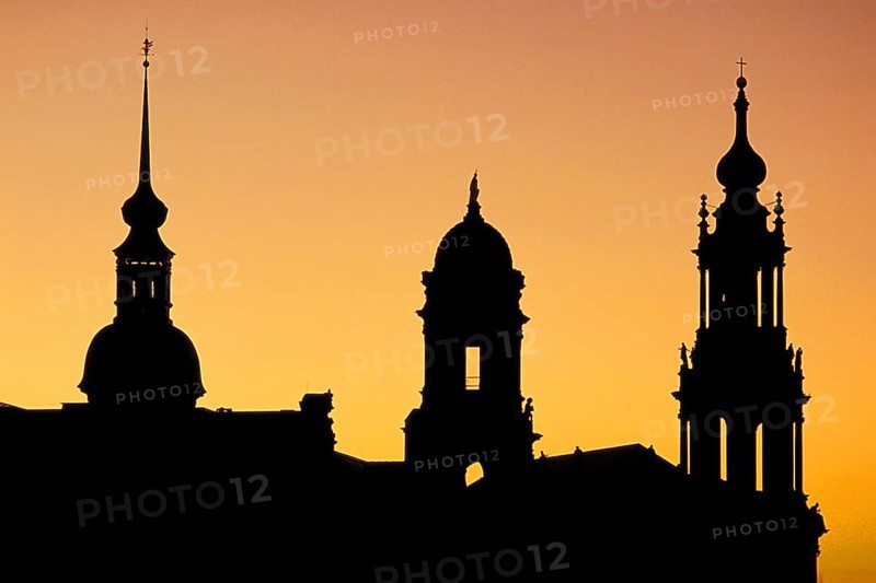 Silhouettes of the church towers of Dresden, Saxony, Germany