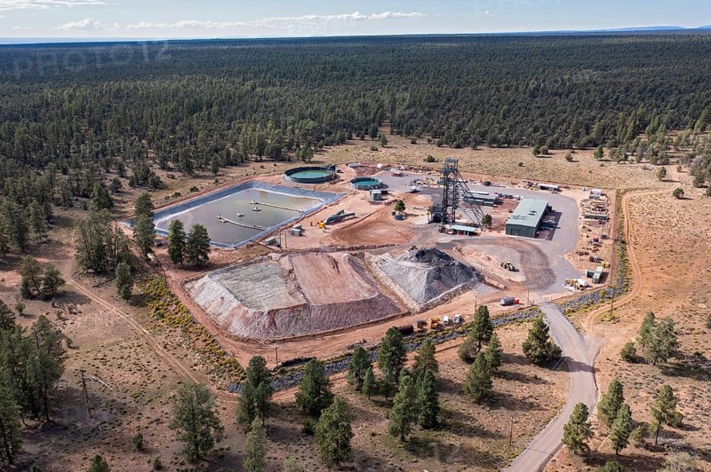 Tusayan, Arizona - Energy Fuels' controversial Pinyon Plain uranium mine, located a few miles from Grand Canyon National Park and inside Baaj Nwaavjo I'tah Kukveni National Monument. Native American tribes fear contamination of ground water and pollution from trucks hauling uranium ore along the 300-mile route to Energy Fuels' White Mesa mill in Utah