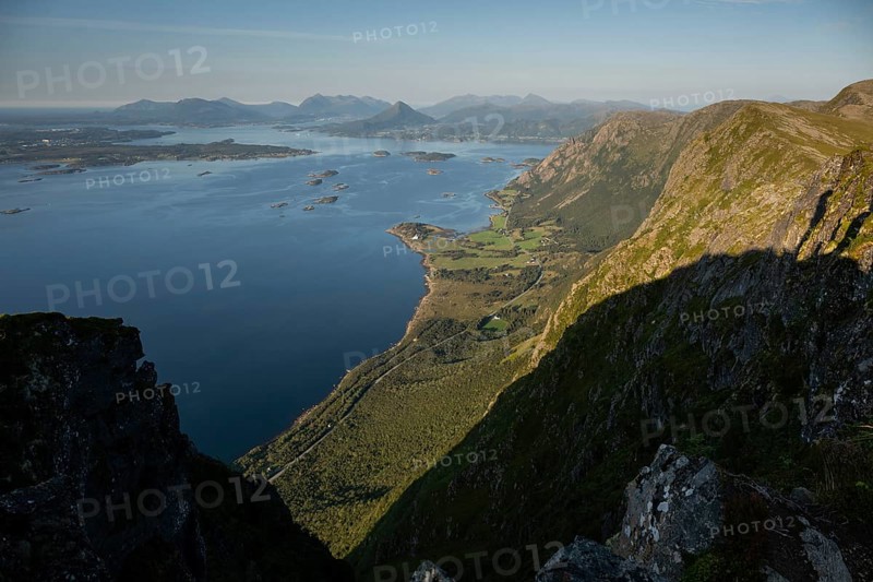 View from Rørsethornet mountain on the island of Otroya or Otrøya towards Møre og Romsdal, Norway