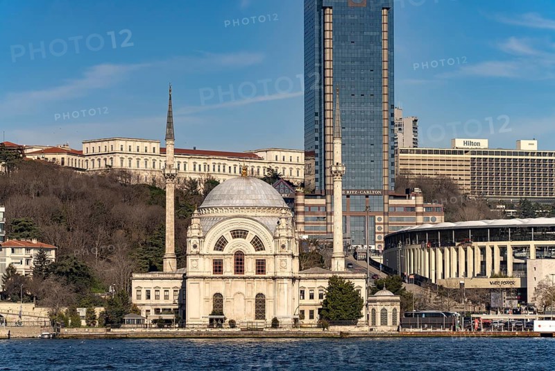 The Dolmabahçe Mosque on the Bosphorus in Besiktas, Istanbul, Turkey