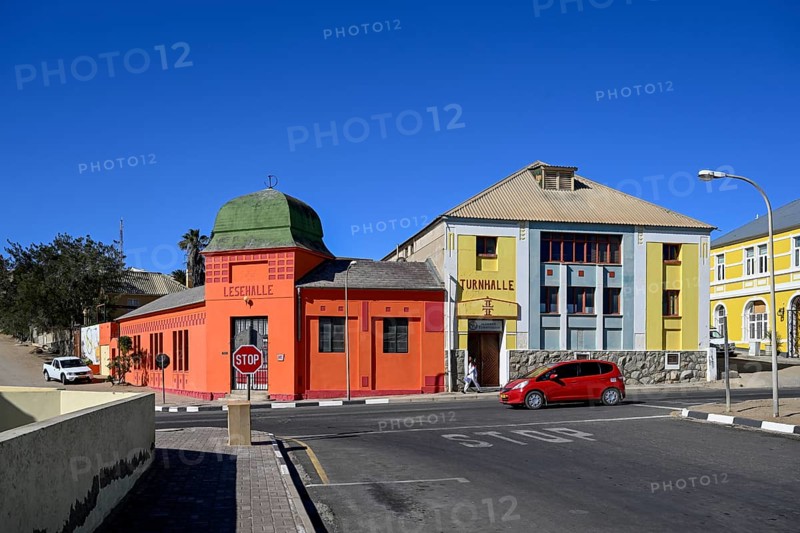 Facades of the former reading hall and gymnasium, Lüderitz, Karas Region, Namibia