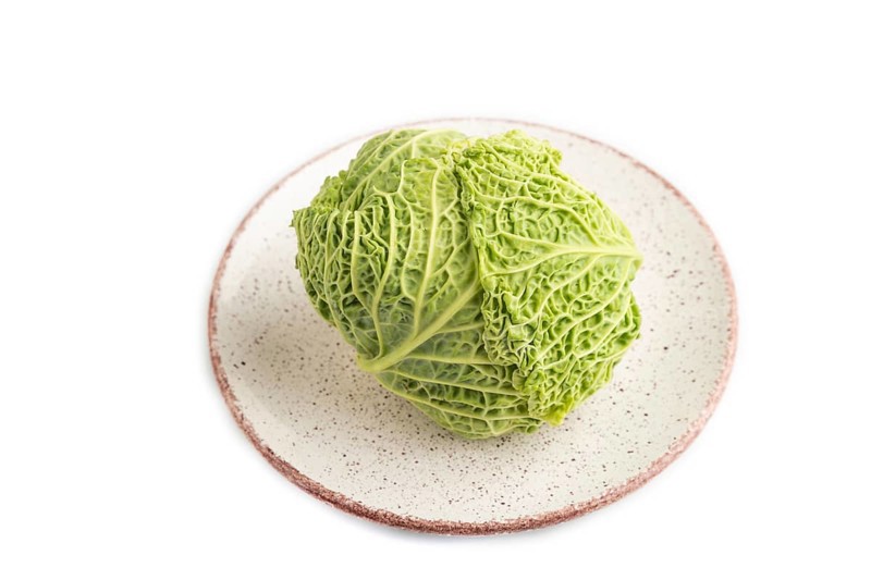 Green lettuce isolated on white background. Side view. healthy food, vegetable, minimalism