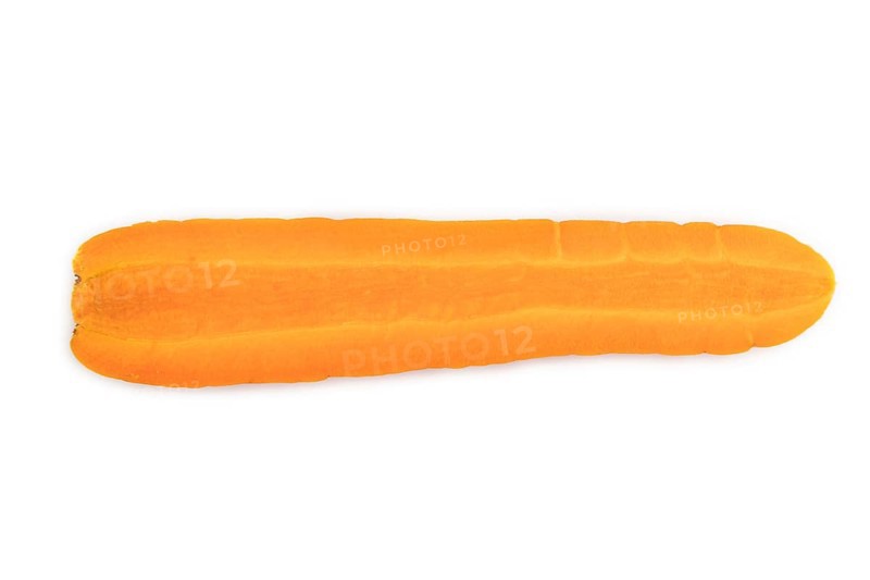 Orange Carrot isolated on white background. Top view, close up, flat lay. healthy food, vegetable, minimalism