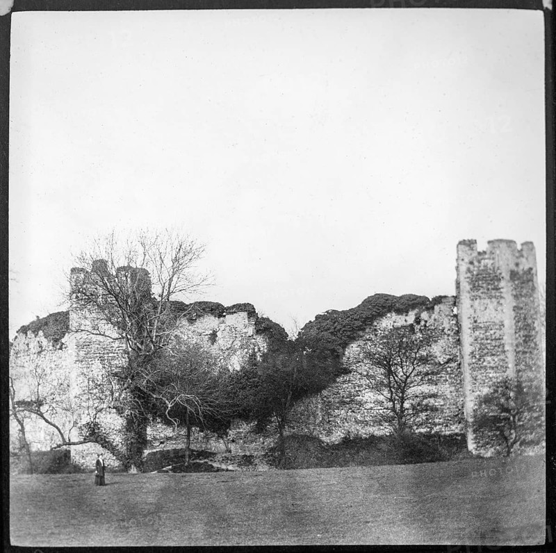 Magic lantern slide of ruins of Framingham castle, Suffolk, England, UK c 1910