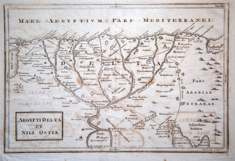 Map of River Nile delta and Mediterranean coast, Egypt 1794 engraved by William Henry Toms 1700-1763