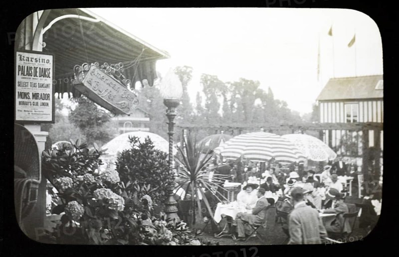 People enjoying pleasure gardens at the Karsino of Fred Karno, Tagg's Island, Molesley, London, England, UK 1920s or 1930s