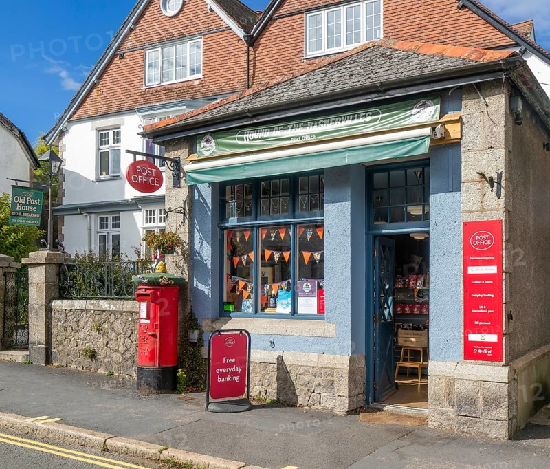 Hound of the Baskervilles, village Post Office, Moretonhampstead, Devon, England, UK