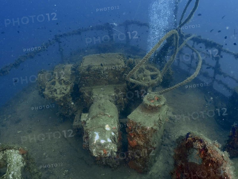 Rotten shipwreck on the seabed. Dive site wreck of the Vis, Pula, Croatia, Mediterranean Sea