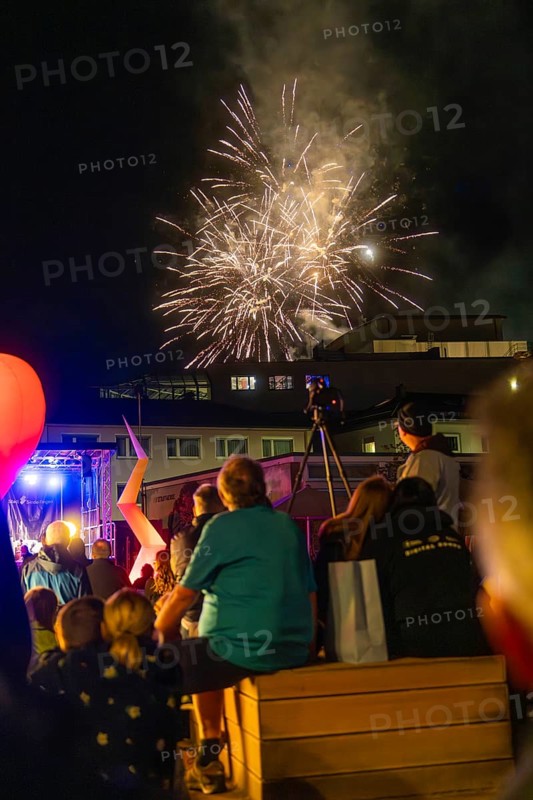 People watching fireworks at night, lively atmosphere, Fire Night, Sindelfingen, Germany