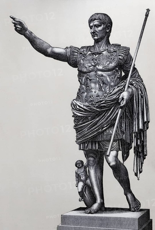 Augustus of Primaporta, historical illustration after the statue, steel engraving