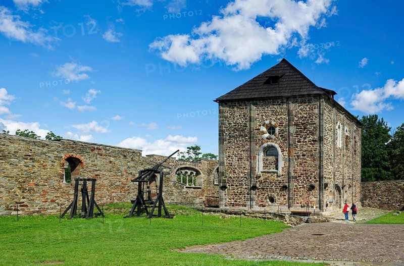 Double chapel, Staufer imperial palace in the Romanesque style, castle complex and fortifications, Cheb, Eger, Egerland, Bohemia, Czech Republic, Czech Republic