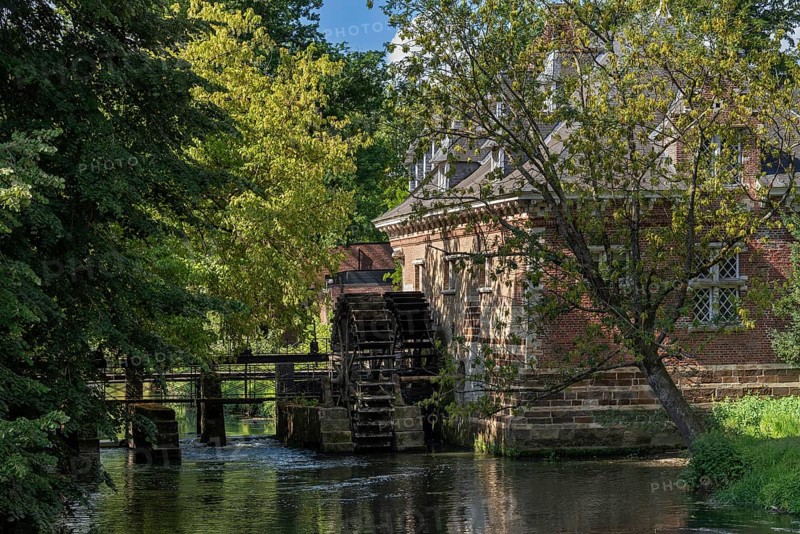 Old water mill at Kasteel van Arenberg, Arenberg Castle, 16th century Flemish Renaissance château in Heverlee near Leuven, Flemish Brabant, Belgium