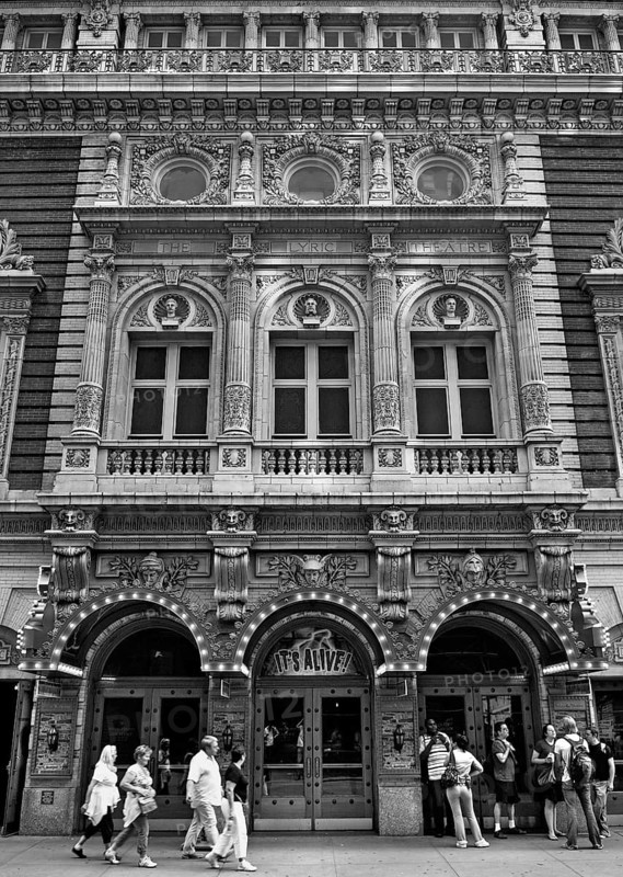Entrance façade of the Hilton Theatre (formerly The Lyric Theatre) in Mahatten, New York City, USA
