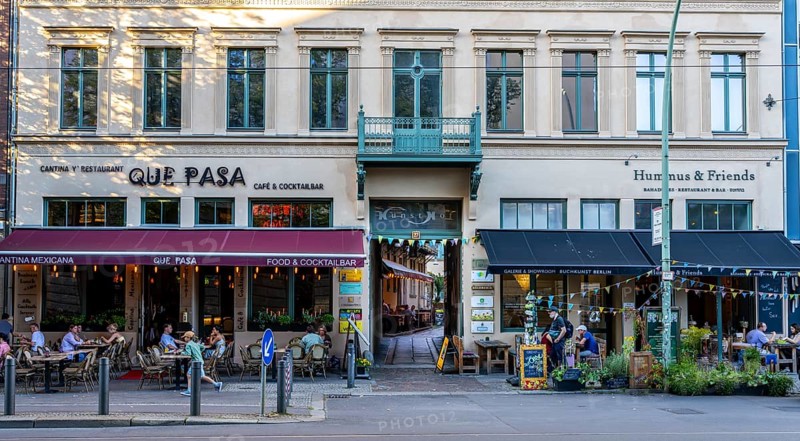 Restaurants at the passageway to the Kunsthof on Oranienburger Straße in Mitte, Berlin, Germany