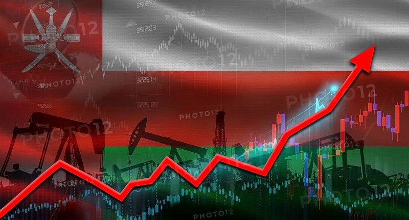 Oil pumps with Oman flag. Oil production with Oman flag, petrol industry