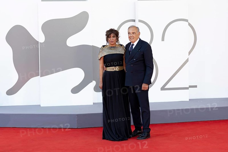 Venice, Italy - 3 September 2025: Kaouther Ben Hania and Alberto Barbera during the Red Carpet of - The Voice Of Hind Rajab - during the 82nd Venice International Film Festival