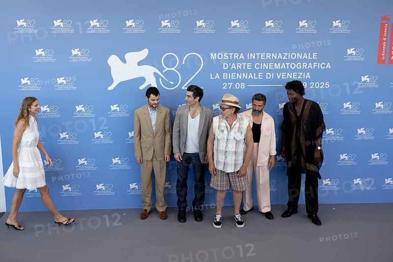 Venice, Italy - 3 September 2025: Louis Cancelmi, Vito Schnabel, Benjamin Clementine, Louise Kugelberg, Julian Schnabel, Oscar Isaac, Duke Nicholson, Francesco Melzi d'Eril, Olmo Schnabel during the Photo Call of - In the Hand of Dante - during the 82nd Venice International Film Festival