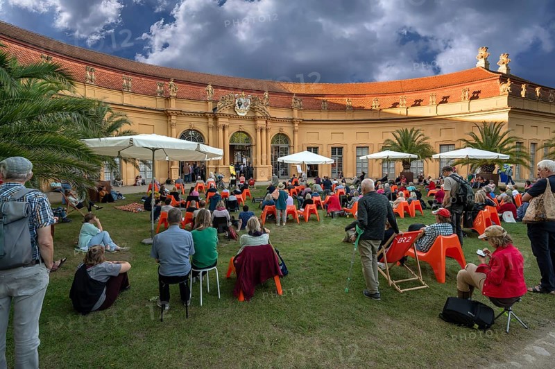 Poetry Festival in front of the Orangery in the Palace Gardens, Erlangen, Middle Franconia, Bavaria, Germany