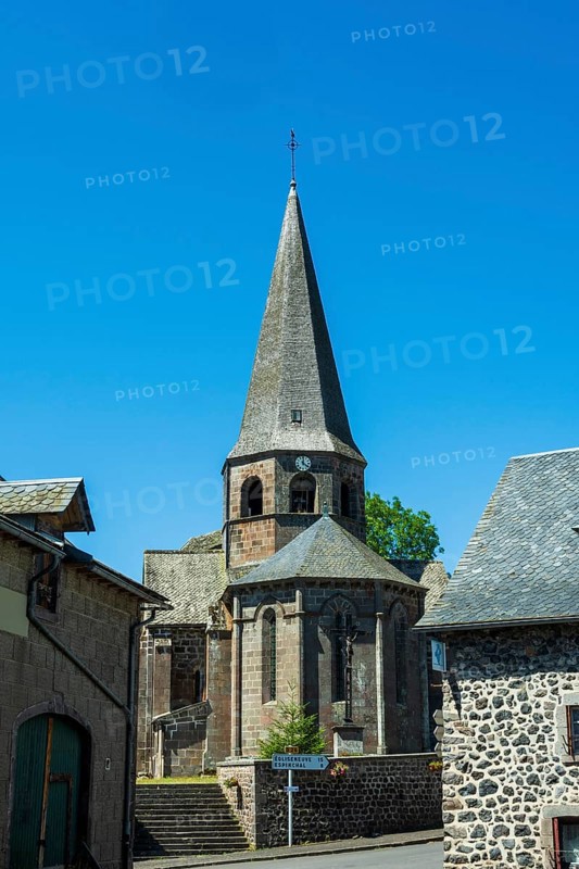 Compains, Saint Georges church, Auvergne Volcanoes Regional Park, Cezallier region, Puy de Dome, Auvergne Rhone Alpes, France