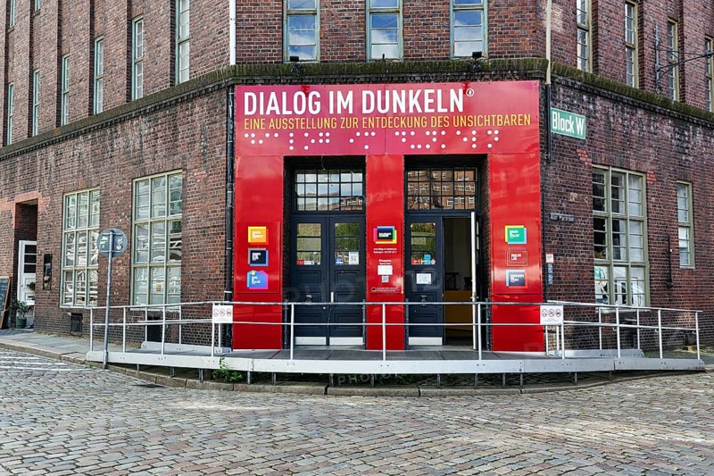 Dialogue in the dark, immersive experience exhibition, workshop on the everyday life of people with blindness, handicap, Speicherstadt, Hamburg, Germany