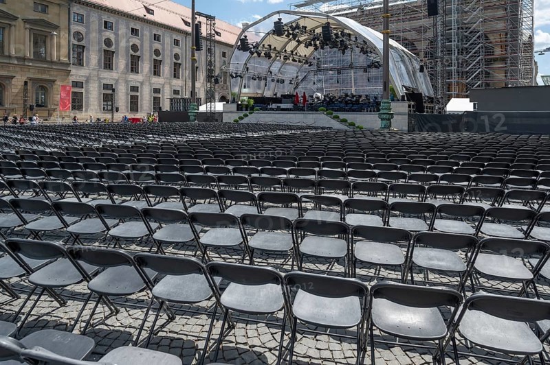 Seating in front of the start of Klassik auf dem Odeonsplatz, Munich, Bavaria, Germany