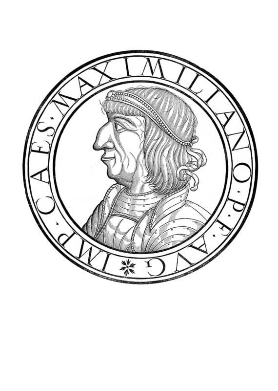 Maximilian I., Archduke Maximilian of Austria, (born 22 March 1459 at the castle in Wiener Neustadt, died 12 January 1519 at Wels Castle, Austria ob der Enns) from the Habsburg dynasty was Duke of Burgundy by marriage from 1477, Roman-German King from 1486, Lord of the Habsburg Hereditary Lands from 1493 and Roman-German Emperor in the Holy Roman Empire of the German Nation from 4 February 1508 until his death, authentic, digitally restored reproduction from a 19th century original, record date not stated