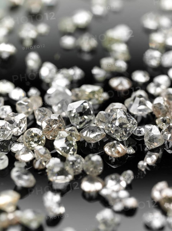 Many valuable diamonds, some rough, some cut, for further processing for the jewellery industry
