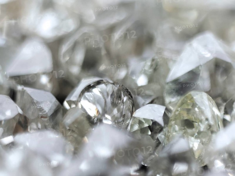 Many valuable diamonds, some rough, some cut, for further processing for the jewellery industry