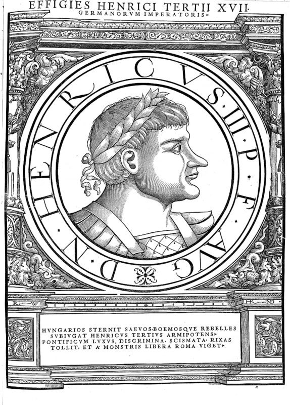 Henry III (born 28 October 1016 or 1017, died 5 October 1056 in Bodfeld, Harz) from the Salian family was king from 1039 until his death in 1056 and emperor in the Roman-German Empire from 1046, authentic, digitally restored reproduction from a 19th century original, record date not stated