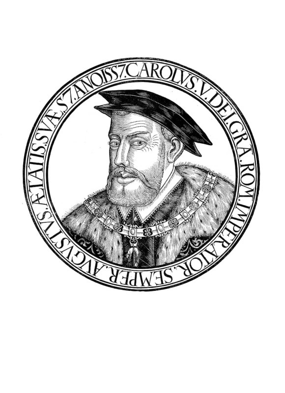 Charles V, Carlos I, Charles Quint, (born 24 February 1500 in the Prinzenhof, Ghent, Burgundian Netherlands, died 21 September 1558 in Cuacos de Yuste, Spain) was a member of the Habsburg dynasty, Emperor of the Holy Roman Empire and as Charles I King of Spain, authentic, digitally restored reproduction from a 19th century original, record date not stated
