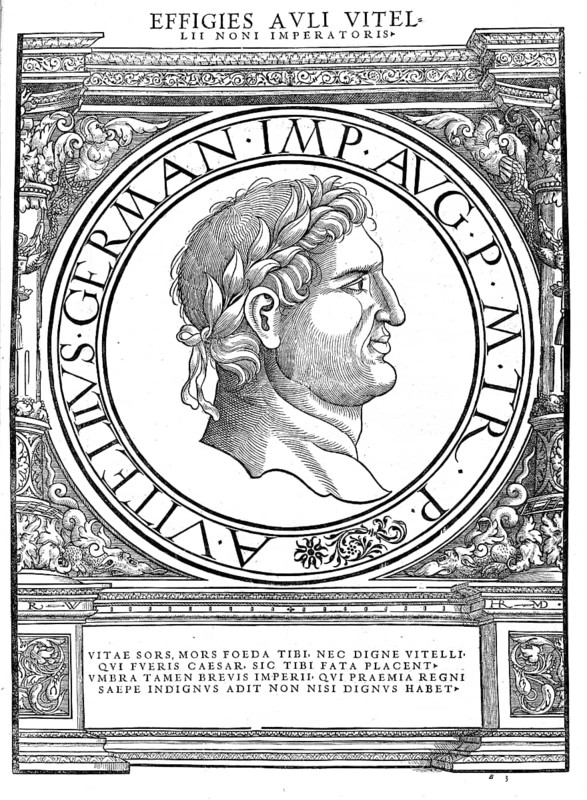 Aulus Vitellius (born 7 or 24 September 12 or 15 AD in Lucera, died 20 or 21 December 69 in Rome) was Roman Emperor from April 69 until his death in December of the same year, authentic, digitally restored reproduction from a 19th century original, record date not stated