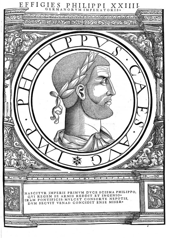 Philip of Swabia (born February or March 1177 in or near Pavia, died 21 June 1208 in Bamberg) from the Staufer dynasty was Roman-German king from 1198 until his assassination in 1208, authentic, digitally restored reproduction from a 19th century original, record date not stated