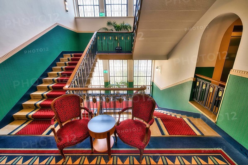 Colourful staircase in a hotel, Lucerne, Switzerland