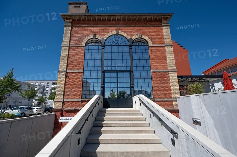 Artist Stefan Strumbel's studio in a former, historic boiler house of a brewery, Offenburg, Baden-Württemberg, Germany