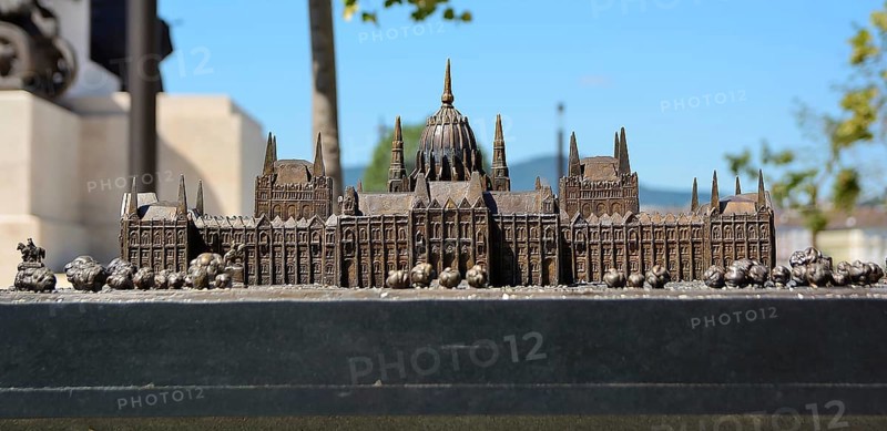 Detailed miniature model of hungarian parliament building, a popular tourist attraction in budapest, hungary, showcasing intricate architectural details