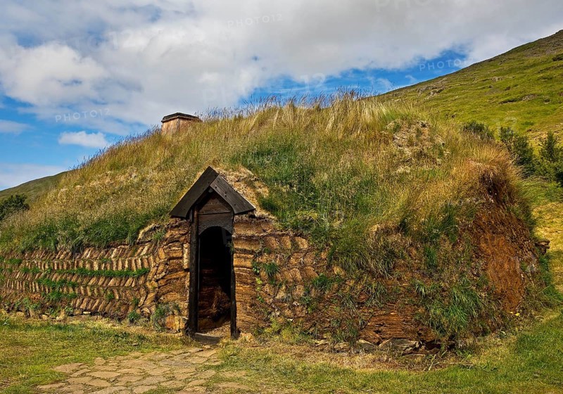 Eiríksstadir, Viking-era longhouse, where the explorer of America Leifur Eiríksson was born, Haukadlur, West Iceland, Iceland